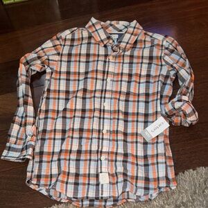 Carters Boys size 10/12  Orange and Blue Plaid Shirt nwt
